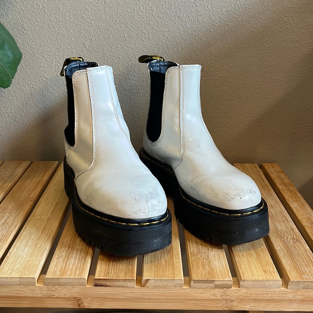 Doc Marten white platform Chelsea boots